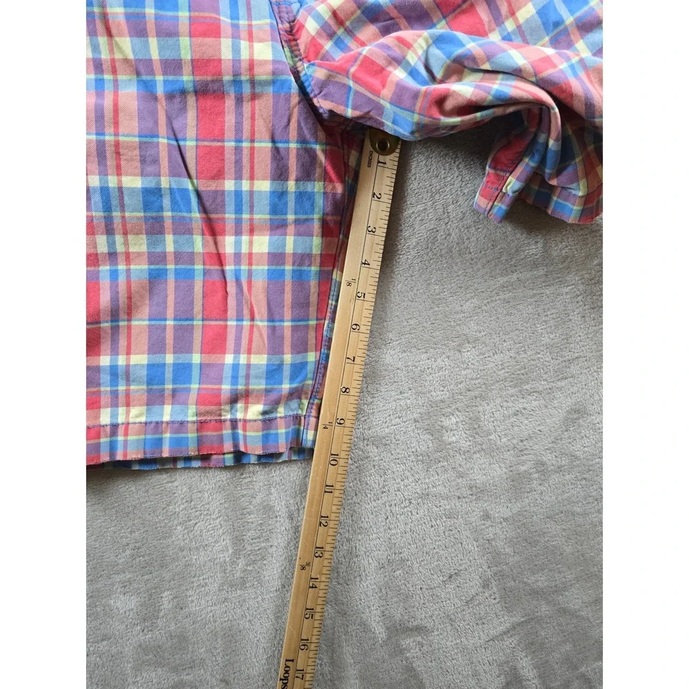 Abercrombie & Fitch Plaid Chino Shorts Mens 32 Red Blue Button Fly 10